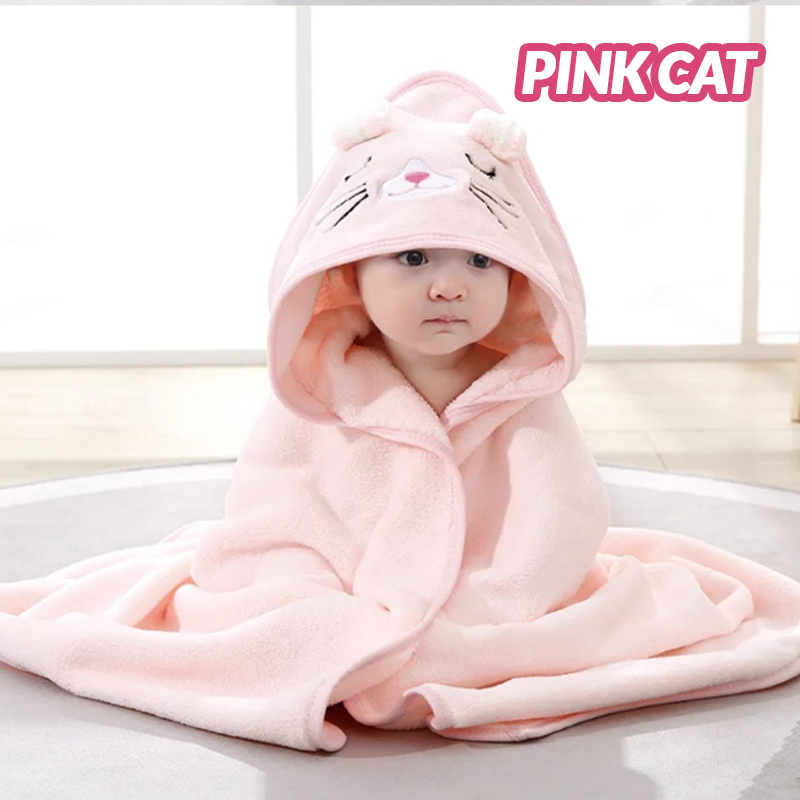Fleece Cute Baby Cartoon Hugging Blanket Bath Hooded Towel