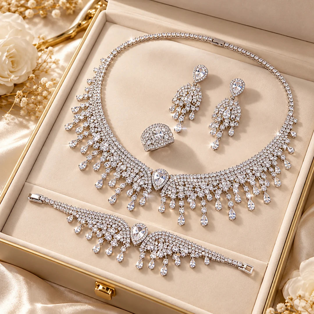 Luxury 4-Piece Teardrop Statement Jewelry Set