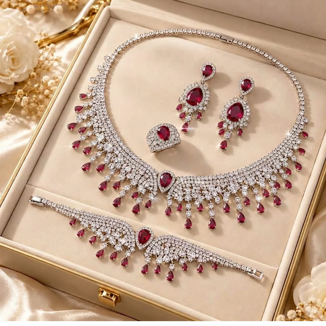 Luxury 4-Piece Teardrop Statement Jewelry Set