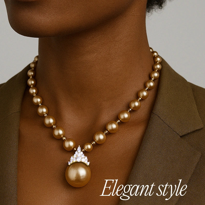 Ethereal Natural Pearl Jewelry Set – Necklace & Bracelet in Champagne, White & Violet Glow