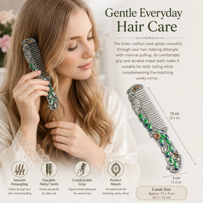Vintage Style Enamelled Mirror & Comb Set