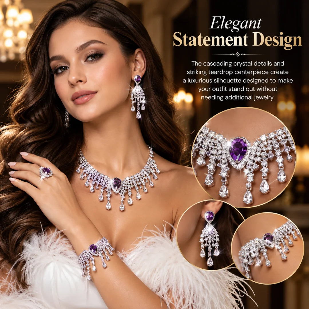 Luxury 4-Piece Teardrop Statement Jewelry Set