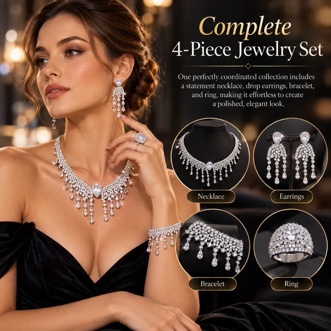 Luxury 4-Piece Teardrop Statement Jewelry Set