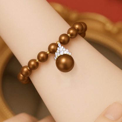 Ethereal Natural Pearl Jewelry Set – Necklace & Bracelet in Champagne, White & Violet Glow