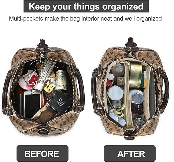 Purse Organizer Insert for Handbags, Felt Bag Organizer for Tote & Purse