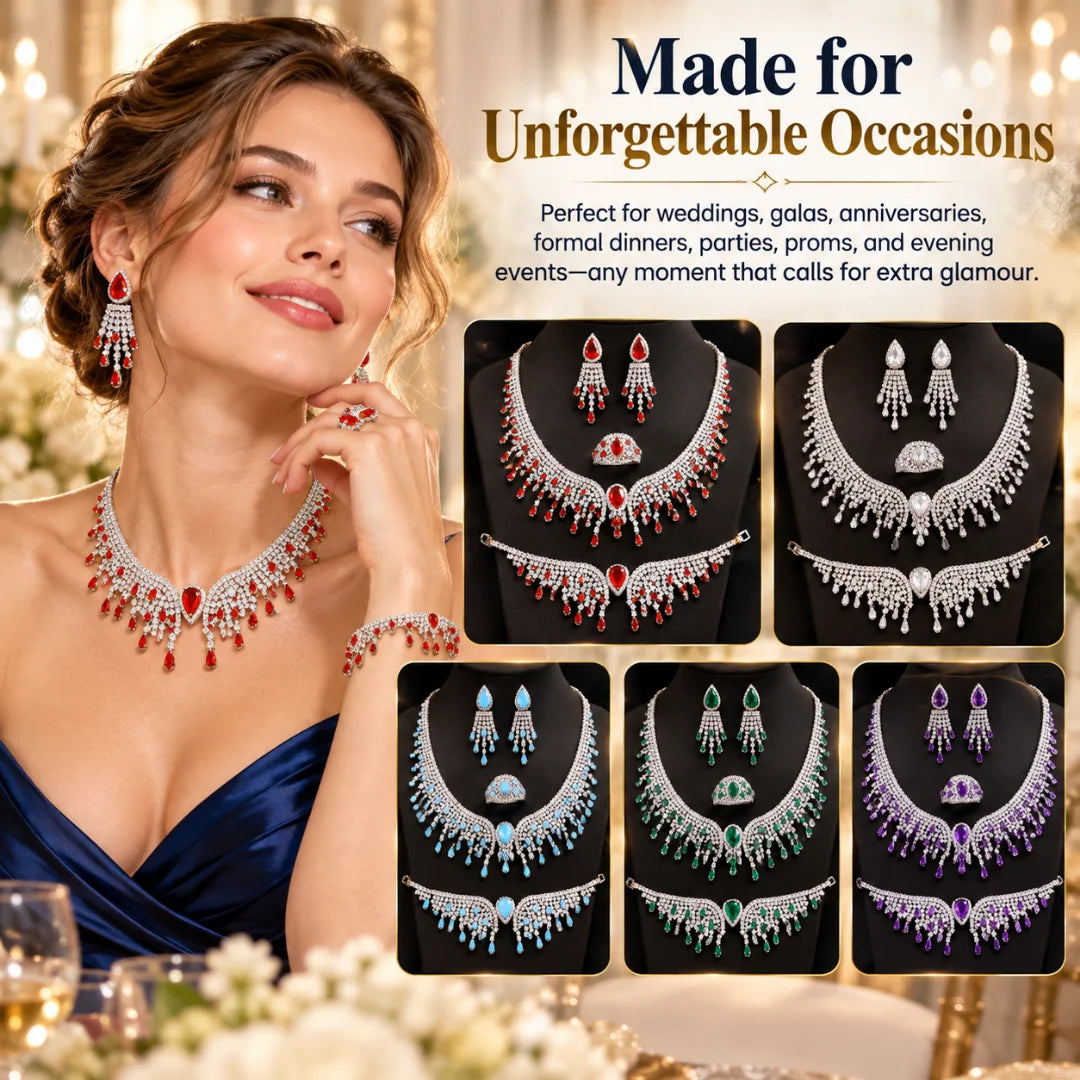 Luxury 4-Piece Teardrop Statement Jewelry Set