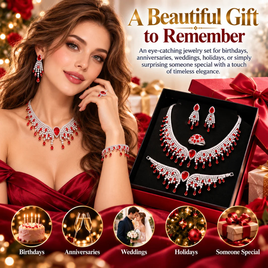 Luxury 4-Piece Teardrop Statement Jewelry Set