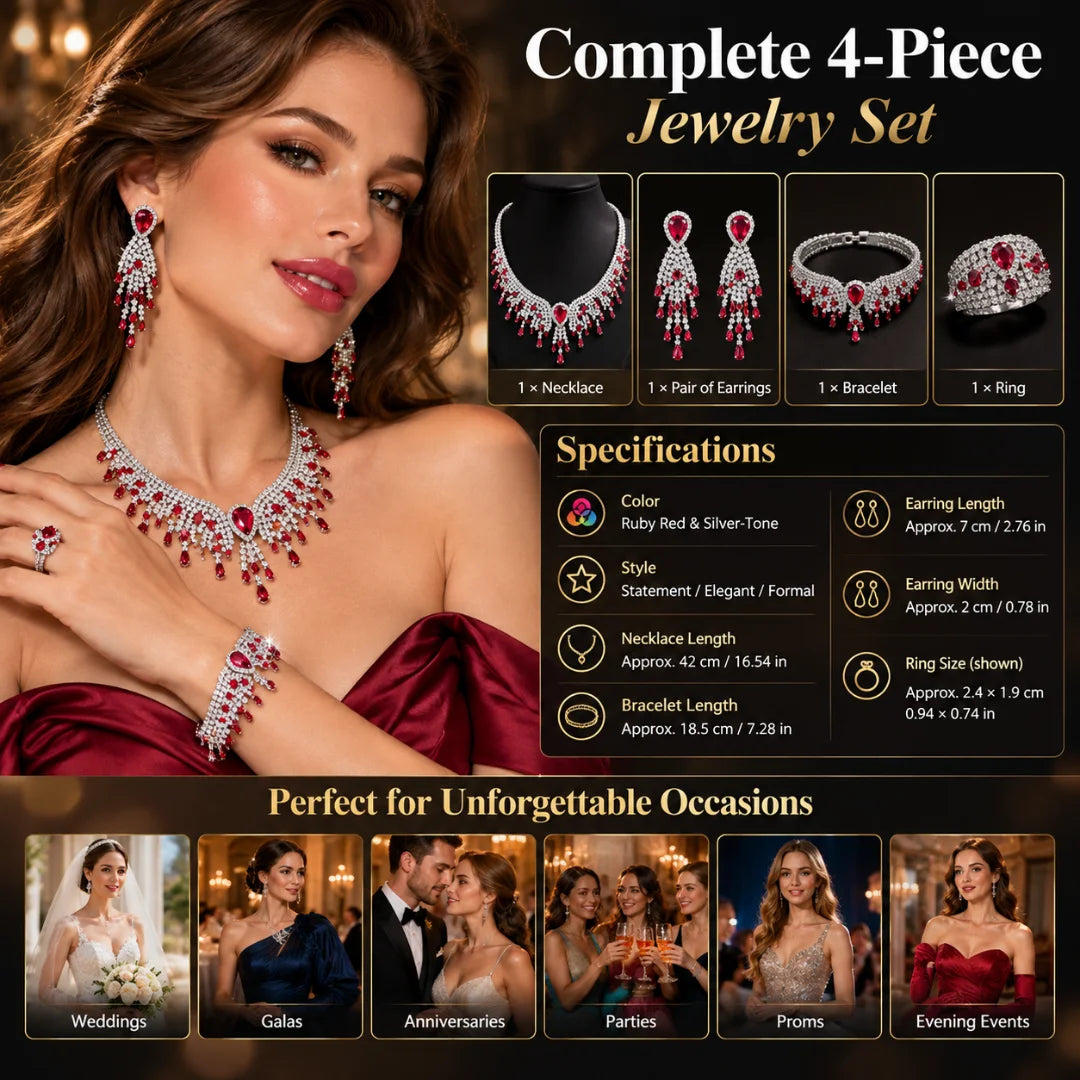 Luxury 4-Piece Teardrop Statement Jewelry Set