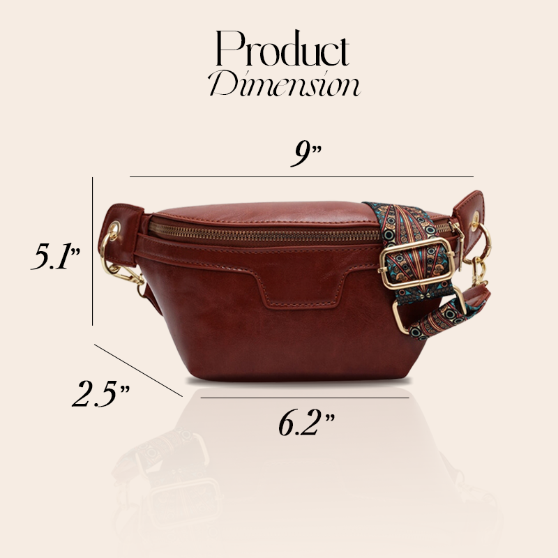 Lannie Women Vintage Bohemian Fashion High Quality Leather Crossbody Bag with Zipper for Casual and Travel