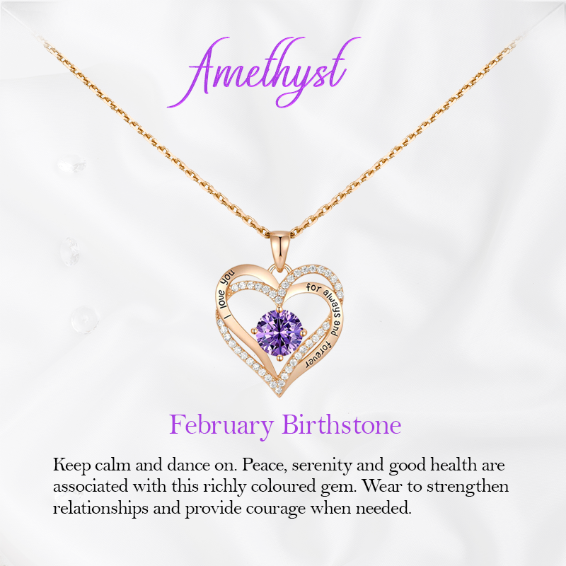 Germe Personalized 12 Birthstone Card Gifts for Women's Forever Love Heart Pendant Necklace