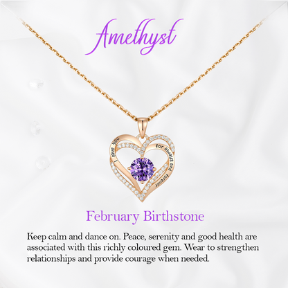 Germe Personalized 12 Birthstone Card Gifts for Women's Forever Love Heart Pendant Necklace