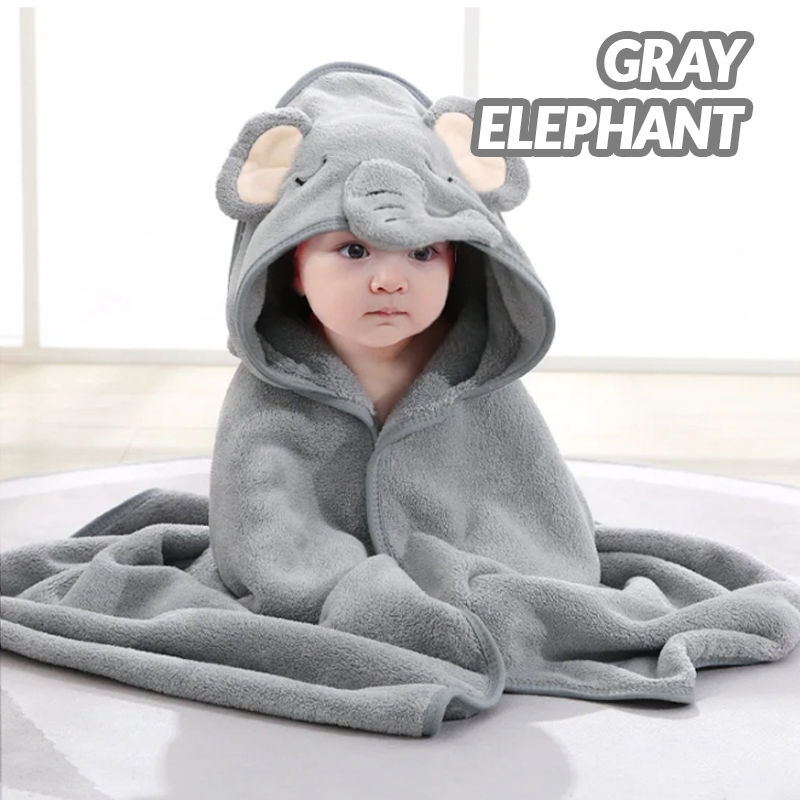 Fleece Cute Baby Cartoon Hugging Blanket Bath Hooded Towel