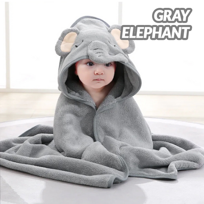 Fleece Cute Baby Cartoon Hugging Blanket Bath Hooded Towel