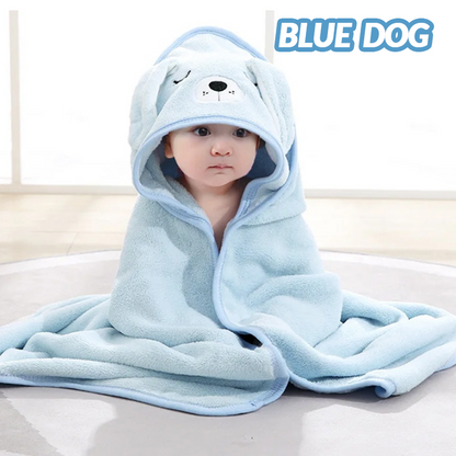 Fleece Cute Baby Cartoon Hugging Blanket Bath Hooded Towel