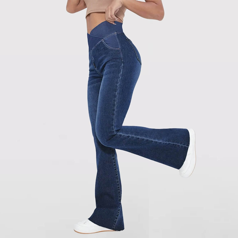 Stretchy Jeans High Waisted Crossover