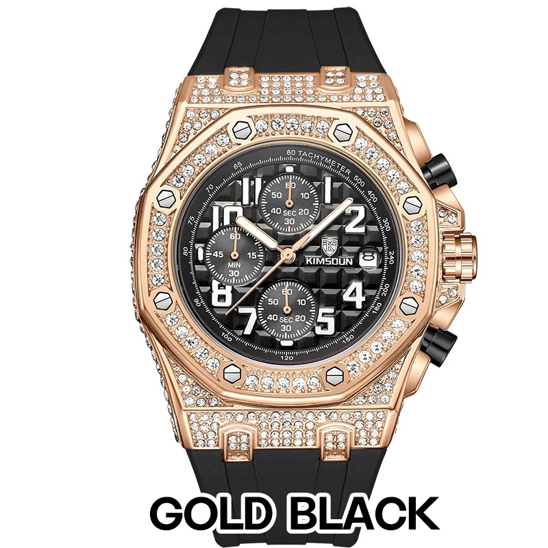 Sports 30M Waterproof Multi-Functional Unisex's Rhinestone Silicone Watch _Long