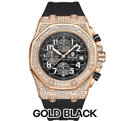 Sports 30M Waterproof Multi-Functional Unisex's Rhinestone Silicone Quartz Watch