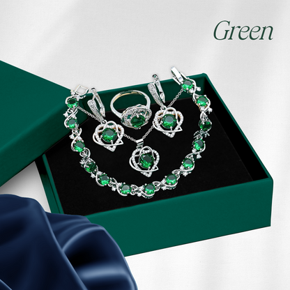 Rigel Silver Hand - Crafted Gemstone Pendant Earring Bracelet & Ring Set For Women