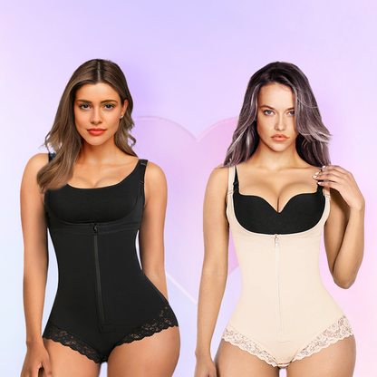 Lafeme Tummy Control Lace Fajas Bodysuit Thong Shapewear for Women