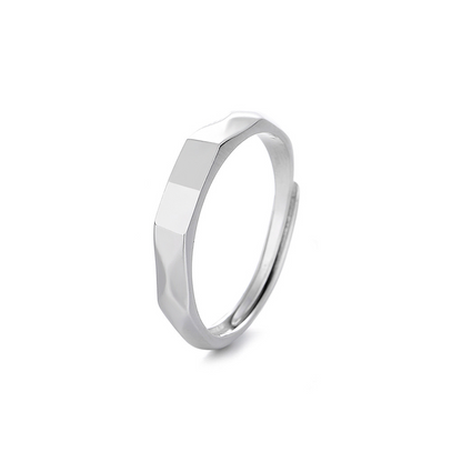 Universal Fit Sterling Silver Endless Love Light Reflect Matching Couple Rings