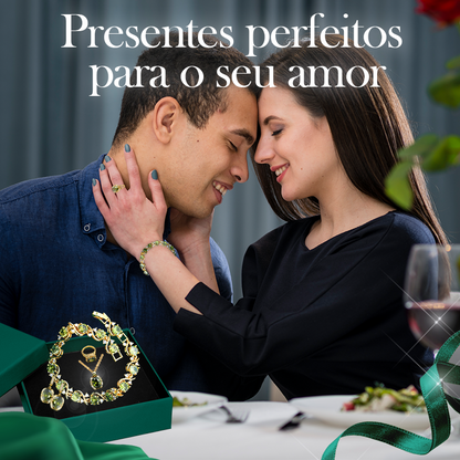 Castor 18K Amarelo Ouro Peridoto Rubi Pingente Brinco Pulseira e Conjunto de Anel Para Mulheres