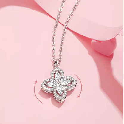 Women Gold & Silver Plated Lucky Four-Leaf Rotating Design Jewelry Set