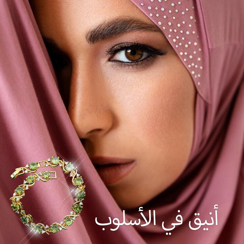 UAE Castor 18K ذهب أصفر بيريدوت روبي قلادة أقراط سوار وخاتم مجموعة للنساء