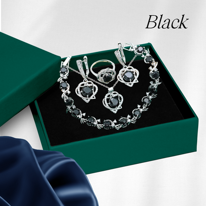 Rigel Silver Hand - Crafted Gemstone Pendant Earring Bracelet & Ring Set For Women