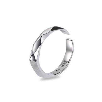 Universal Fit Sterling Silver Endless Love Light Reflect Matching Couple Rings