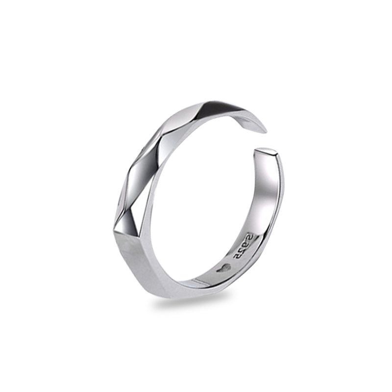 Custom Name Universal Fit Sterling Silver Endless Love Light Reflect Matching Couple Rings