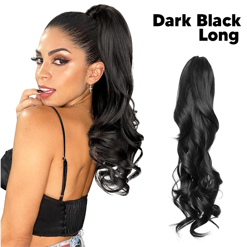 Synthetic Fiber Claw Clip Wavy Ponytail Hair Extensions for Women