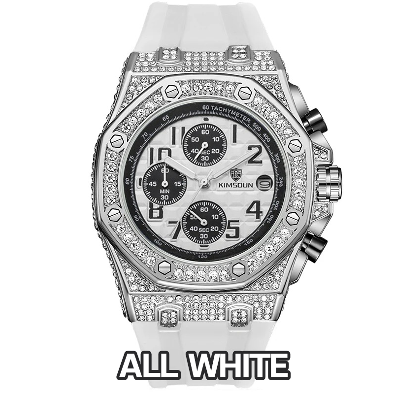 Sports 30M Waterproof Multi-Functional Unisex's Rhinestone Silicone Watch _Long