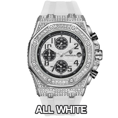 Sports 30M Waterproof Multi-Functional Unisex's Rhinestone Silicone Quartz Watch