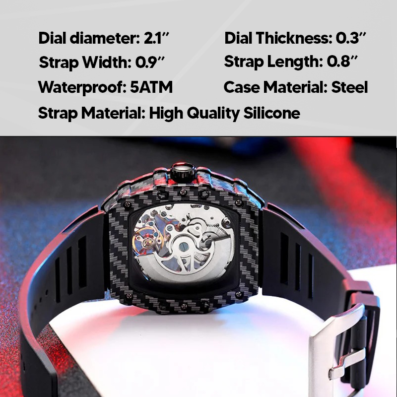 Men Carbon Automatic Mechanical Watch