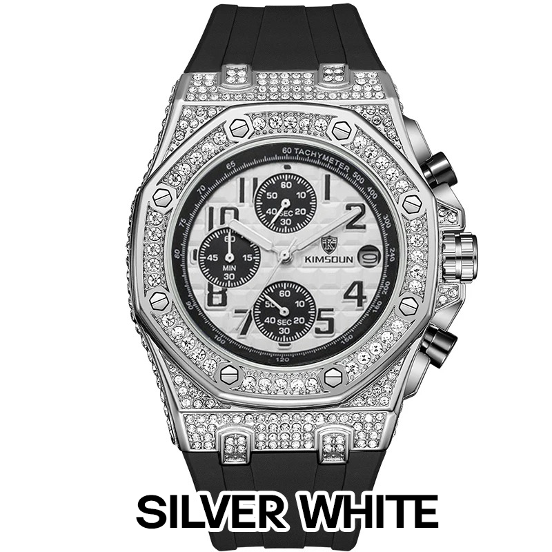 Sports 30M Waterproof Multi-Functional Unisex's Rhinestone Silicone Quartz Watch