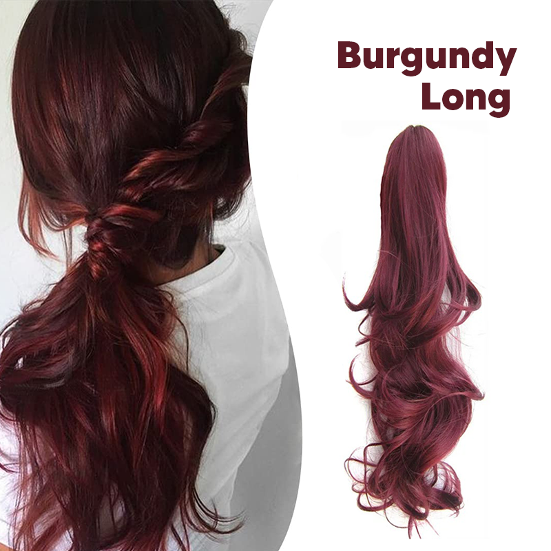 Synthetic Fiber Claw Clip Wavy Ponytail Hair Extensions for Women