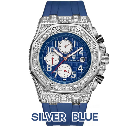 Sports 30M Waterproof Multi-Functional Unisex's Rhinestone Silicone Quartz Watch