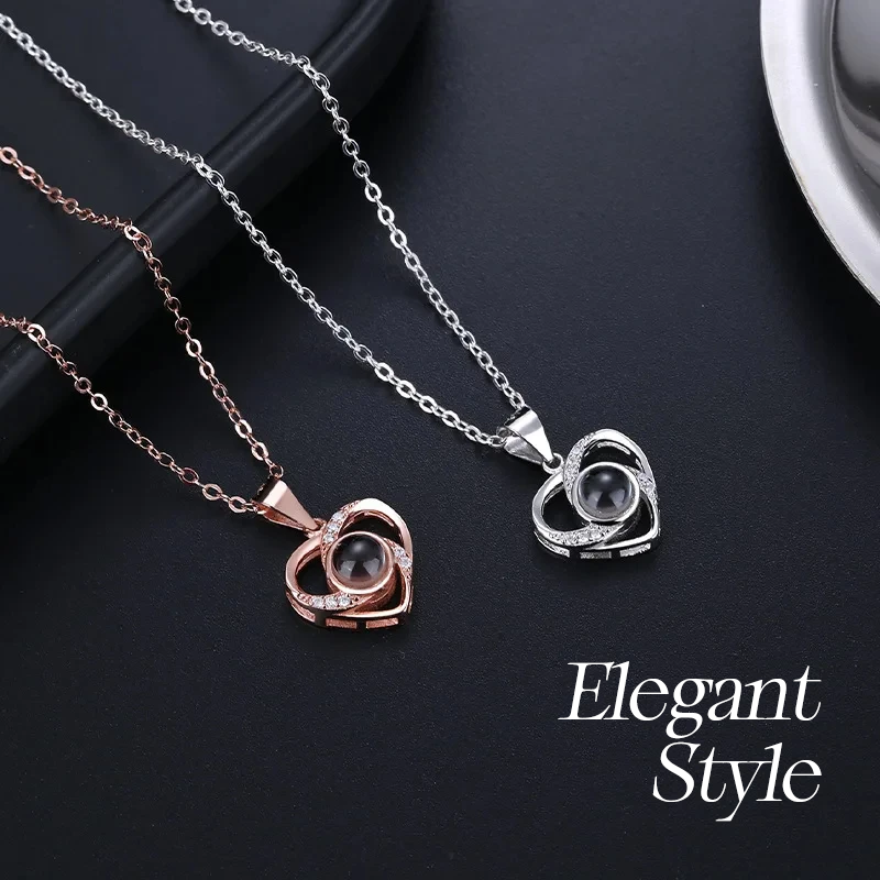 Neeko Eternal Rose Love Languages Heart Pendant Gift Box for Her on Birthday, Christmas, Mother's Day, Valentine's Day