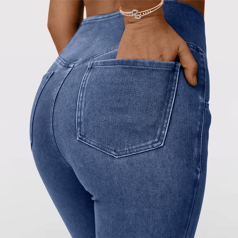 Stretchy Jeans High Waisted Crossover