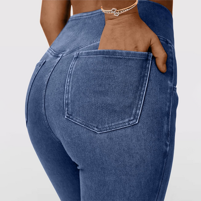 Stretchy Jeans High Waisted Crossover