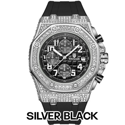 Sports 30M Waterproof Multi-Functional Unisex's Rhinestone Silicone Watch _Long