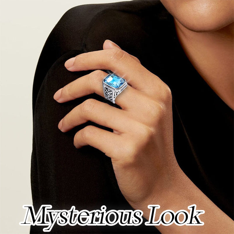 Cubic Zirconia Stainless Steel Hand-crafted Gemstone Birthstone Vintage Carved Ring For Women & Men