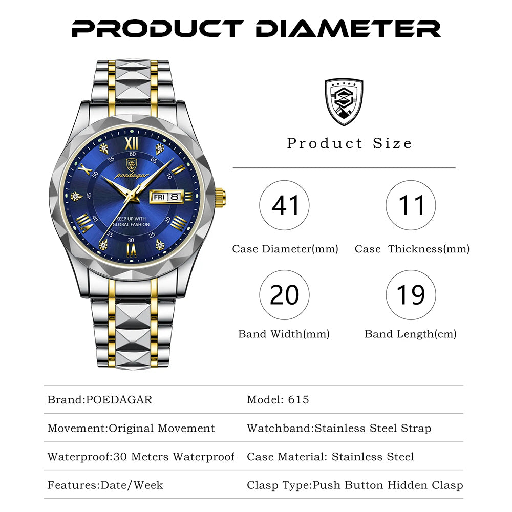 Luxury Waterproof Luminous Stainless Steel Men Watch