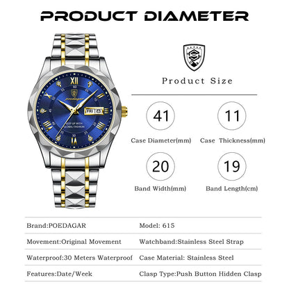 Luxury Waterproof Luminous Stainless Steel Men Watch