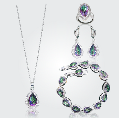 Christine Silver Hand - Crafted Gemstone Pendant Earring Bracelet & Ring Set For Women