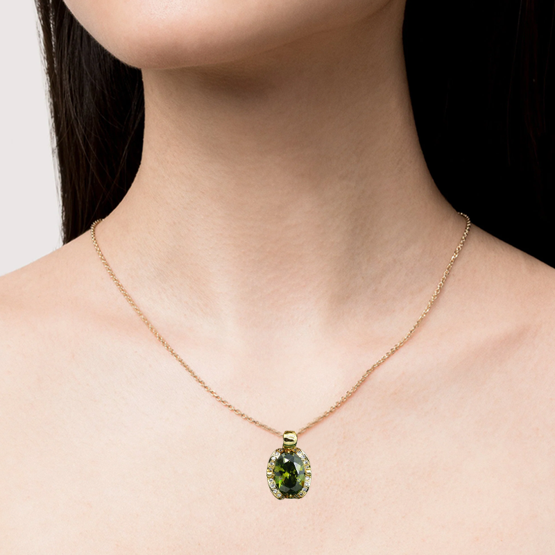 Castor 18K Amarelo Ouro Peridoto Rubi Pingente Brinco Pulseira e Conjunto de Anel Para Mulheres