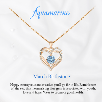 Germe Personalized 12 Birthstone Card Gifts for Women's Forever Love Heart Pendant Necklace