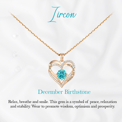 Germe Personalized 12 Birthstone Card Gifts for Women's Forever Love Heart Pendant Necklace