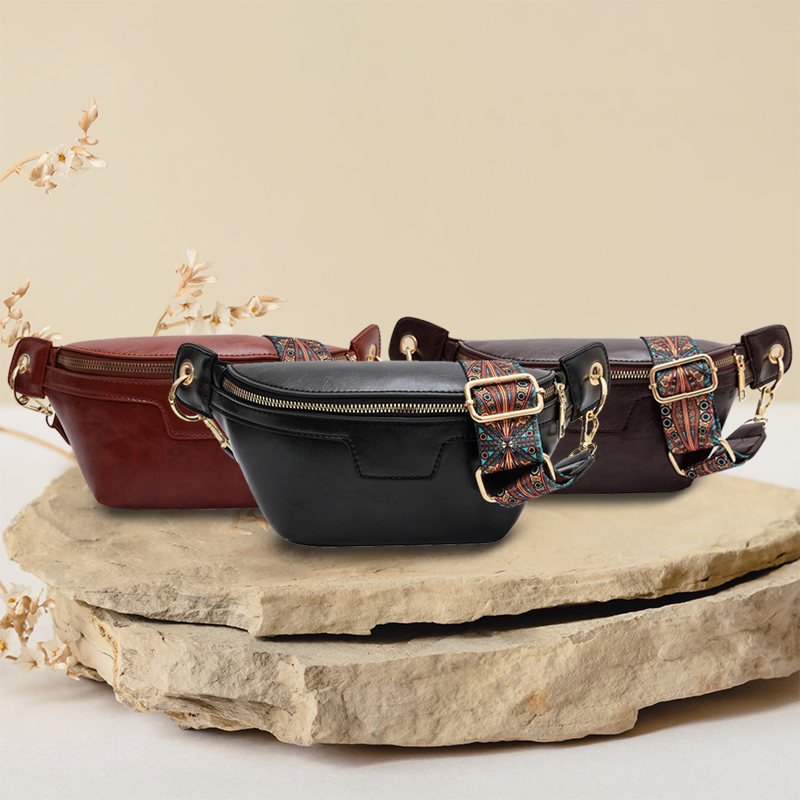 Lannie Women Vintage Bohemian Fashion High Quality Leather Crossbody Bag with Zipper for Casual and Travel