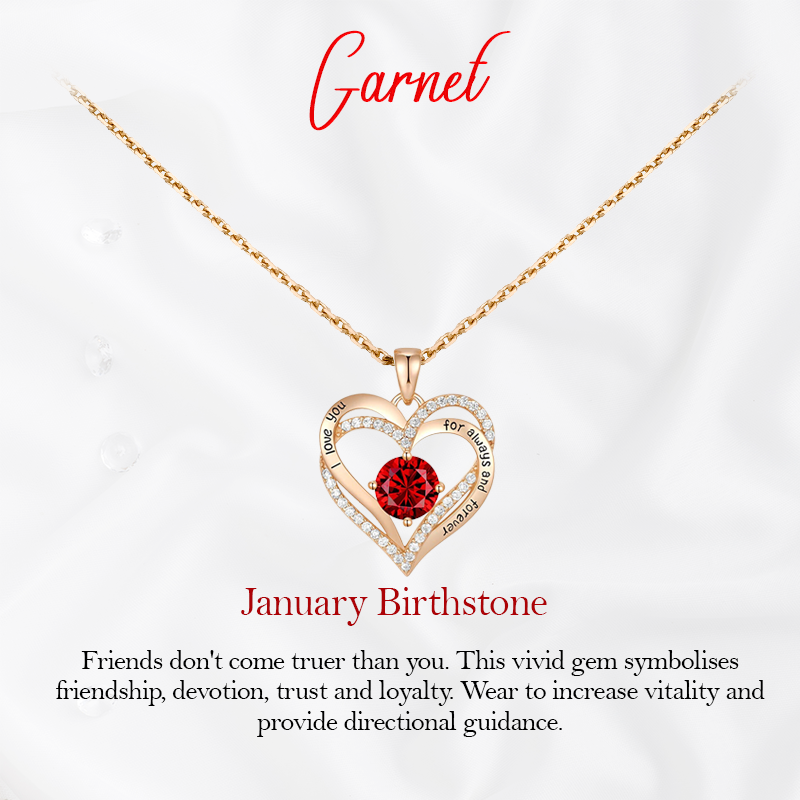 Germe Personalized 12 Birthstone Card Gifts for Women's Forever Love Heart Pendant Necklace